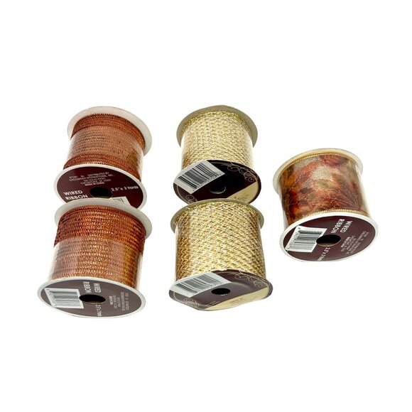Ribbon -10 Spools each 9 feet in Length - 9 - 3" Wide, 1 - 2" Wide - Wire Edged - Picture 4 of 5